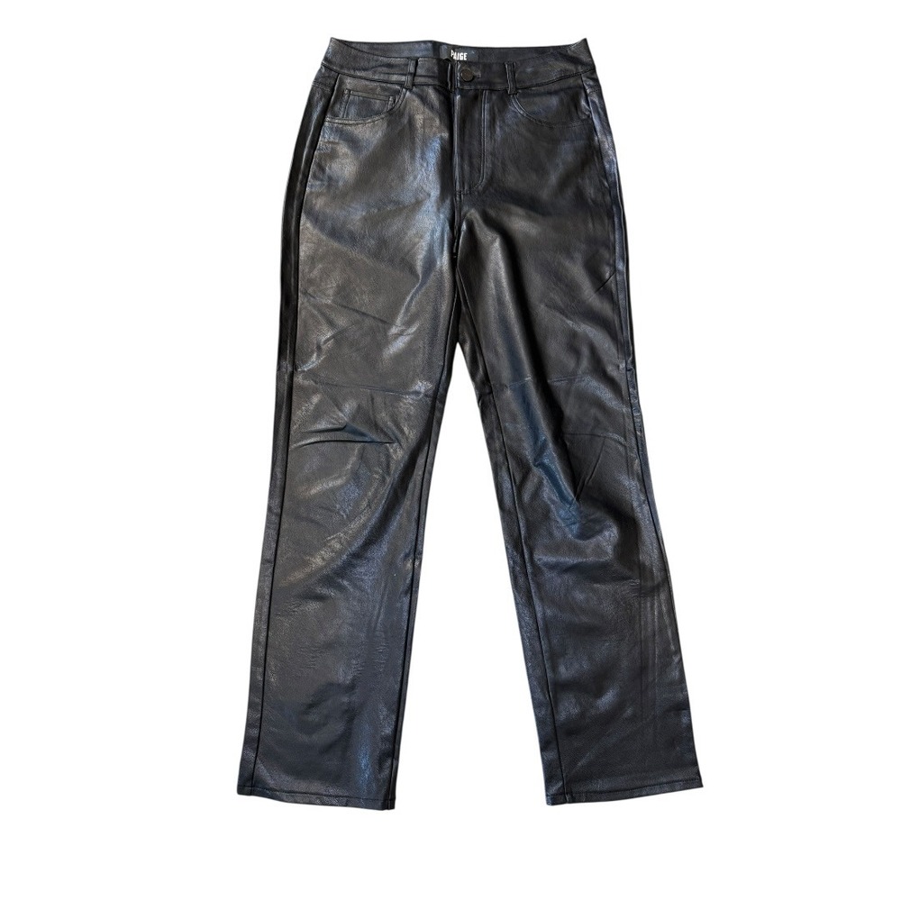 Paige Stella Straight Vegan Leather Pants in Black Size 4 27